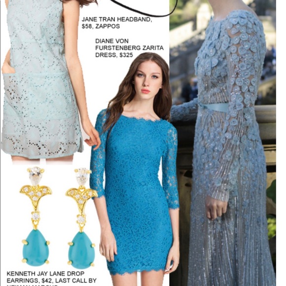 DVF Zarita Blue lace dress - Picture 2 of 6